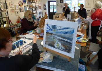 Seascapes being created in this class with Clare Tebboth