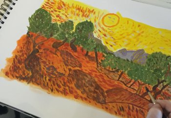 Van Gogh style painting with Clare Tebboth at Vitreus Art