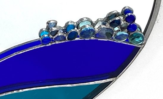 Original stained glass mirror art by Mike Caddy of Vitreus Art, on show at the gallery near Towcester and Milton Keynes in Northants