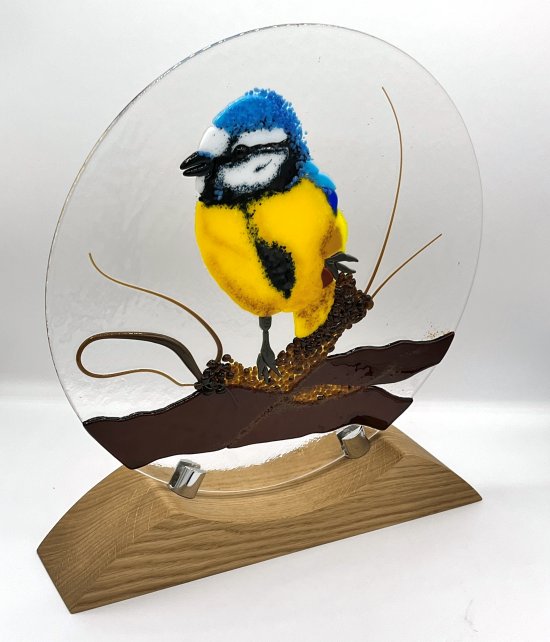 Jenny's latest British Birds Fused Glass Art - Bluetit from Vitreus Art