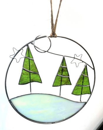 Create your own stained glass copper foiled winter scene like this