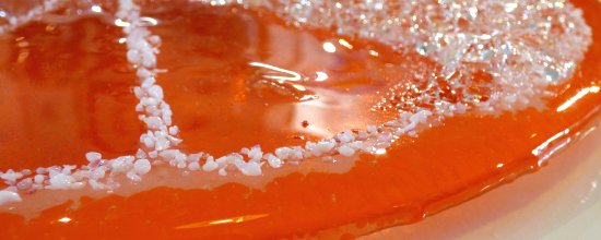 Close up - Cointreau on Ice Fused Glass art by Jenny Timms