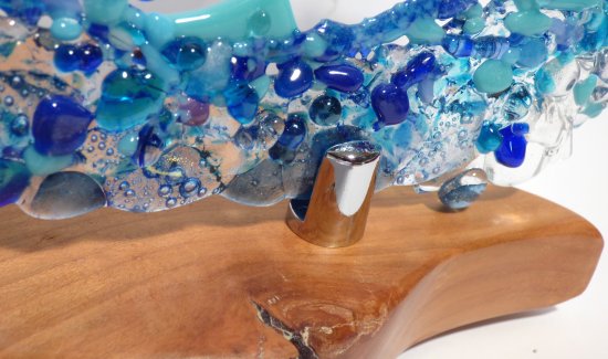 Close up of Crashing Wave fused glass art by Vitreus Art