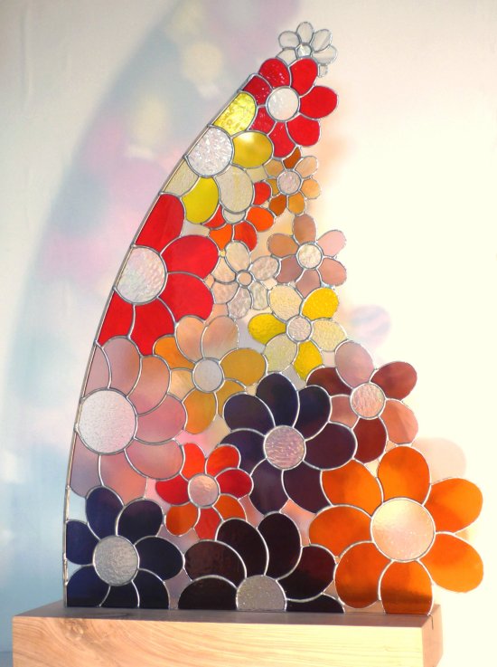 Daisies - a new statement piece by stained glass artist Jenny Timms of Vitreus Art