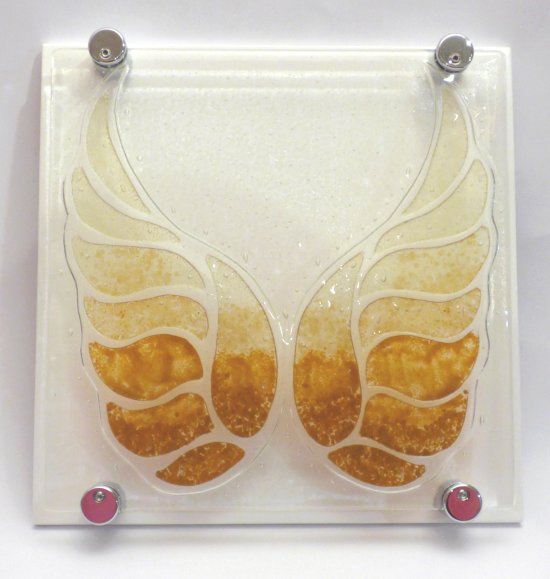 Eternal Angel Wings fused glass wall art by Vitreus Art