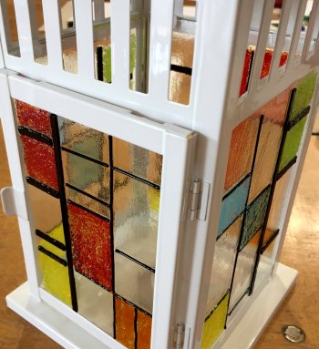 A great fused glass lantern made by a student at Vitreus Art