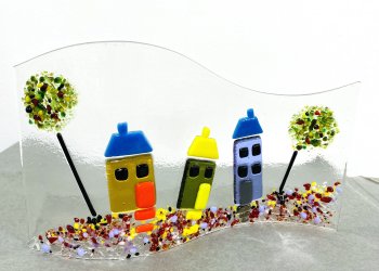 Beautiful slumped glass art made by a student