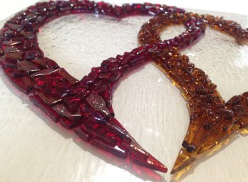 Beautiful tack fused glass heart design by Wendy