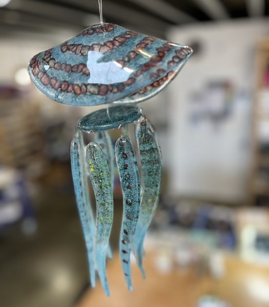 Fused Glass Jellyfish hanging by Vitreus Art