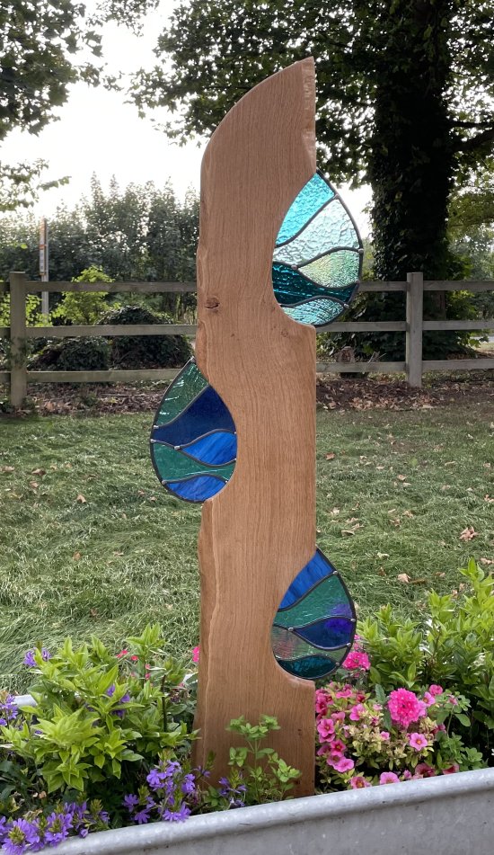 Jupiter - new stained glass and wood garden sculpture by Vitreus Art