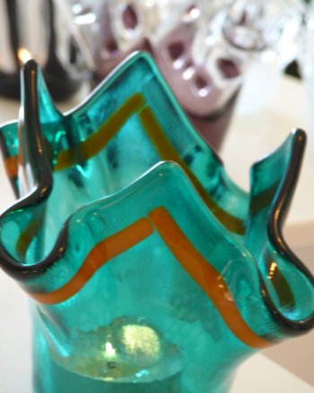 Ken Flegg - fused glass candleholders and tealight holders at Vitreus Art