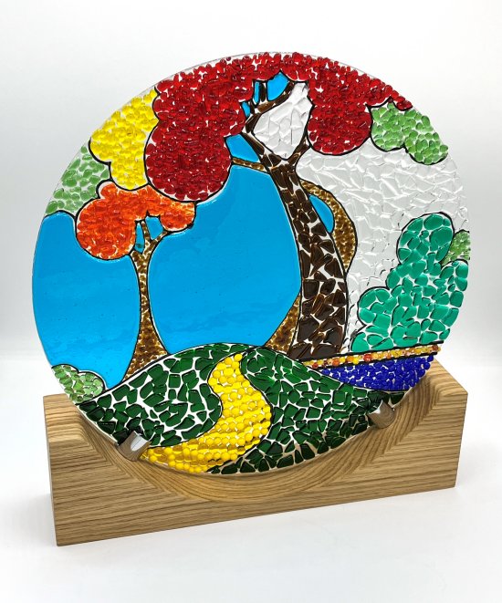 Original whimsical fused glass art by Mike Caddy of Vitreus Art, on show at the gallery near Towcester and Milton Keynes in Northants