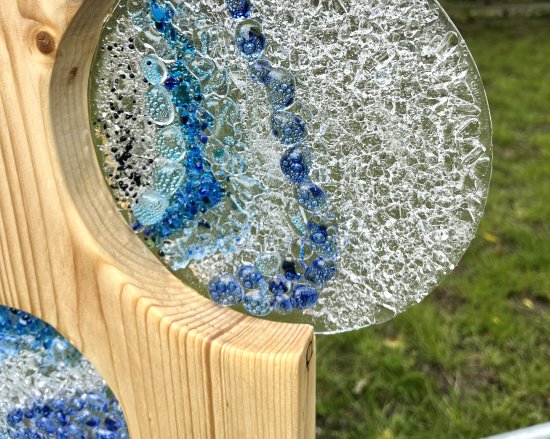 Oxygen - new fused glass and wood garden sculpture by Vitreus Art