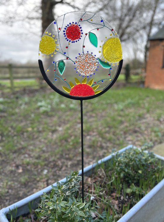 New - Pop Of Colour fused glass art for your garden