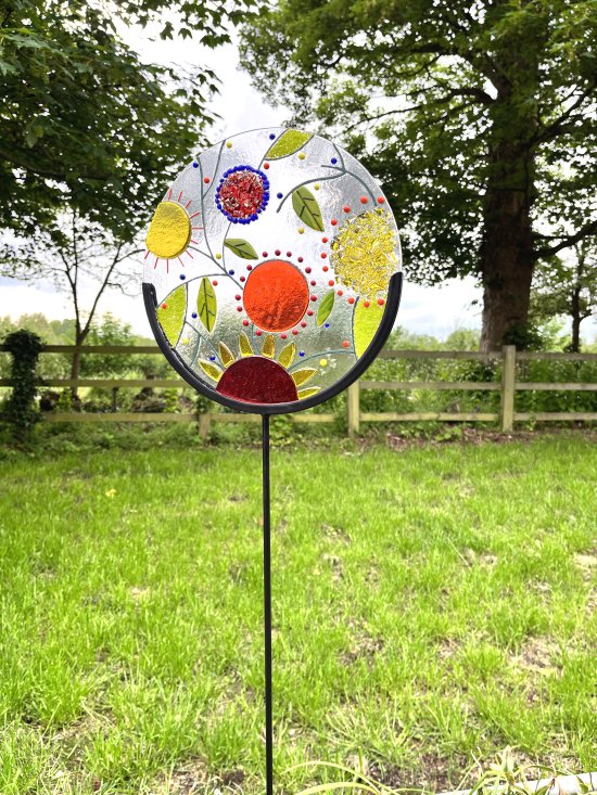 New - Pop Of Colour fused glass art for your garden