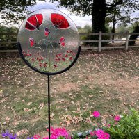 Poppy Field Fused Glass Garden Art - Click to View