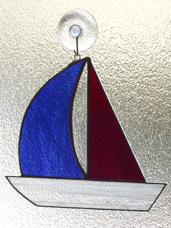 Vitreus Art Stained Glass Sailing Boat
