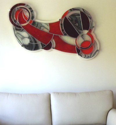 Stained Glass wall art commission - kinetic Op art