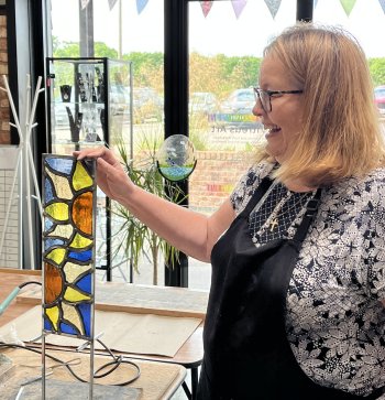 stained glass garden panel made on Vitreus Art course