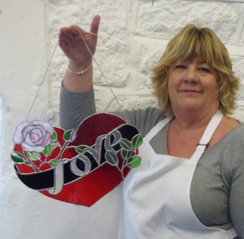 Foiled stained glass panel made by Donna