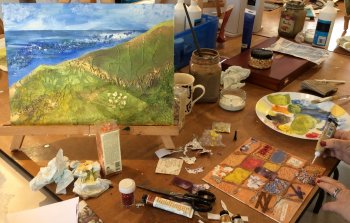 Textured Landscapes Mixed Media painting - one day art class with Clare Tebboth
