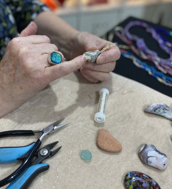 Make your own wire wrapped jewellery with fused glass, sea glass and pebbles at Vitreus Art