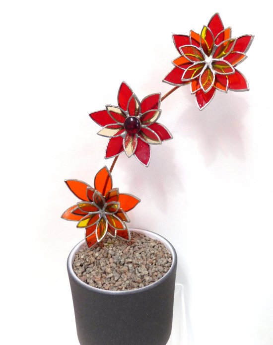 YellowRedOrange Glass Flowers Vitreus Art stained glass art